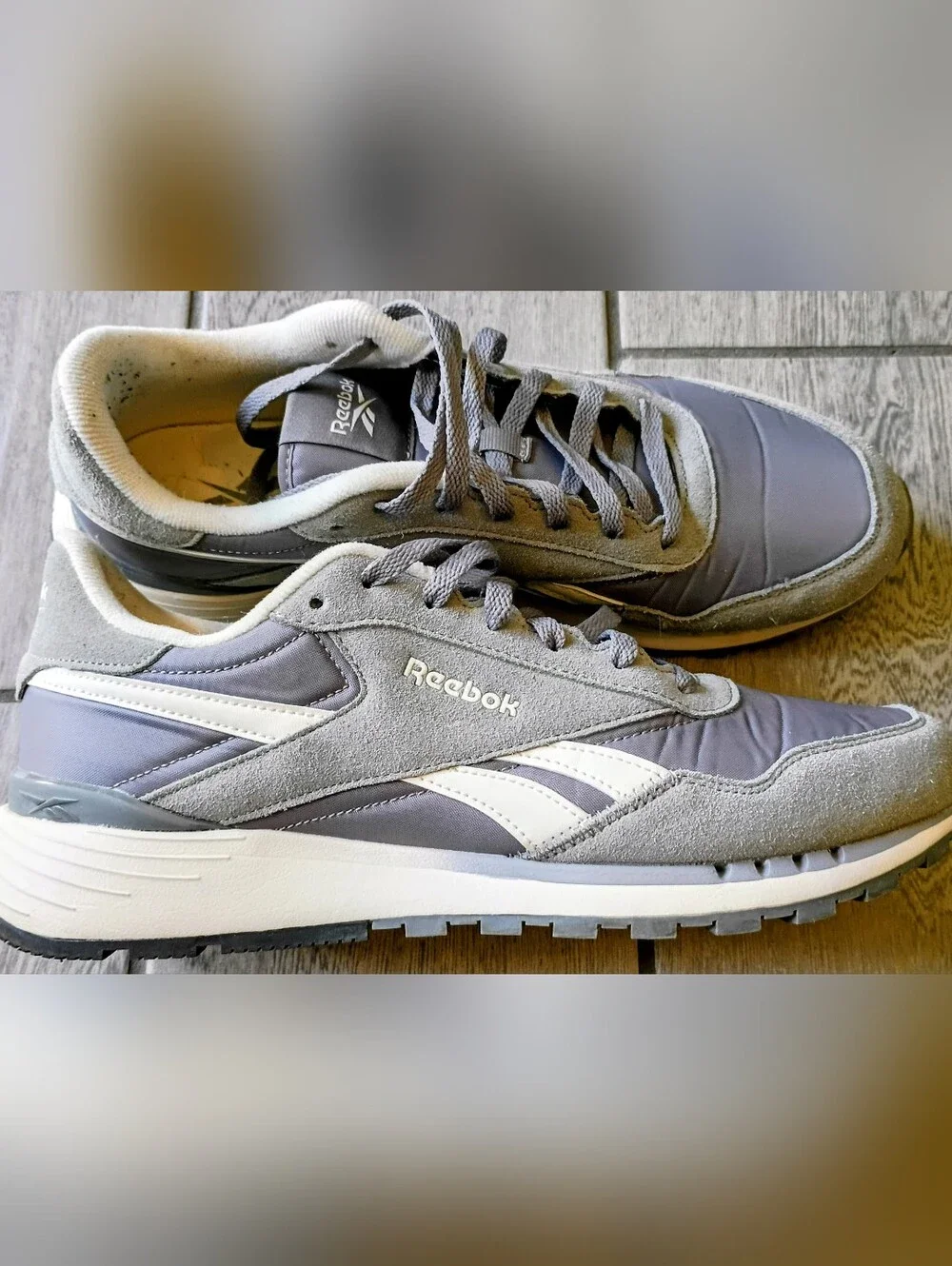 Men's Reebok Gray and White Athletic Sneakers Size 12